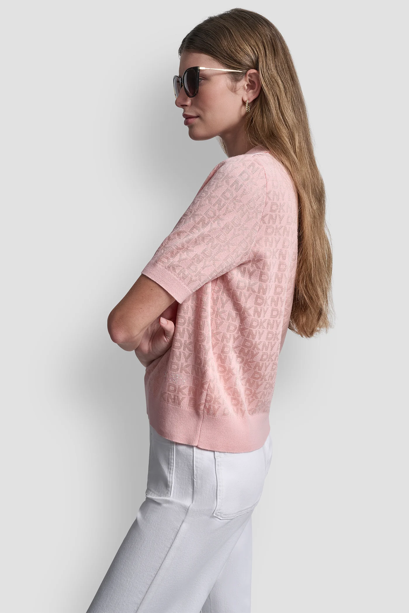 POLO COLLAR SWEATER WITH RHINESTONE LOGO - Image 3