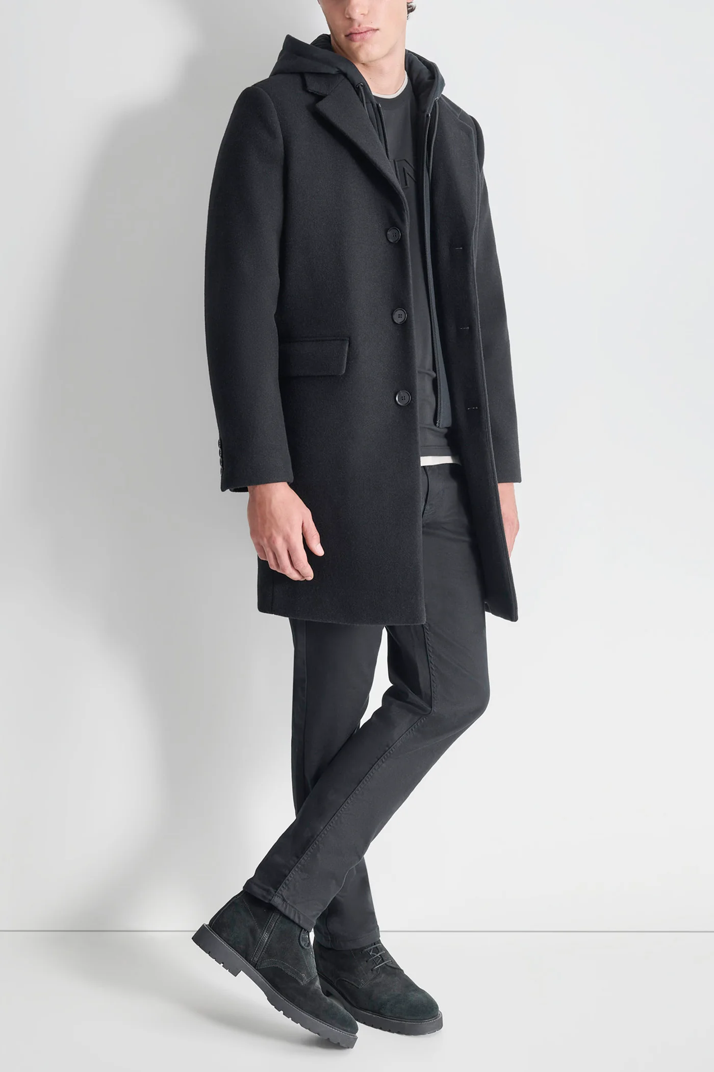 FAUX WOOL COAT WITH HOODED BIB - Image 5